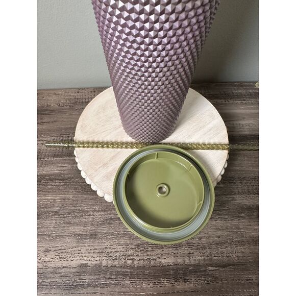 New Starbucks Fall 2024 Green Purple Ombre Metallic Studded Tumbler 24 oz Venti - Picture 6 of 6